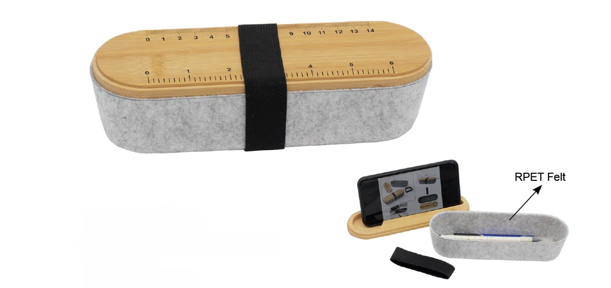 BAMBOO LIDS RPET FELT PENCIL BOX
