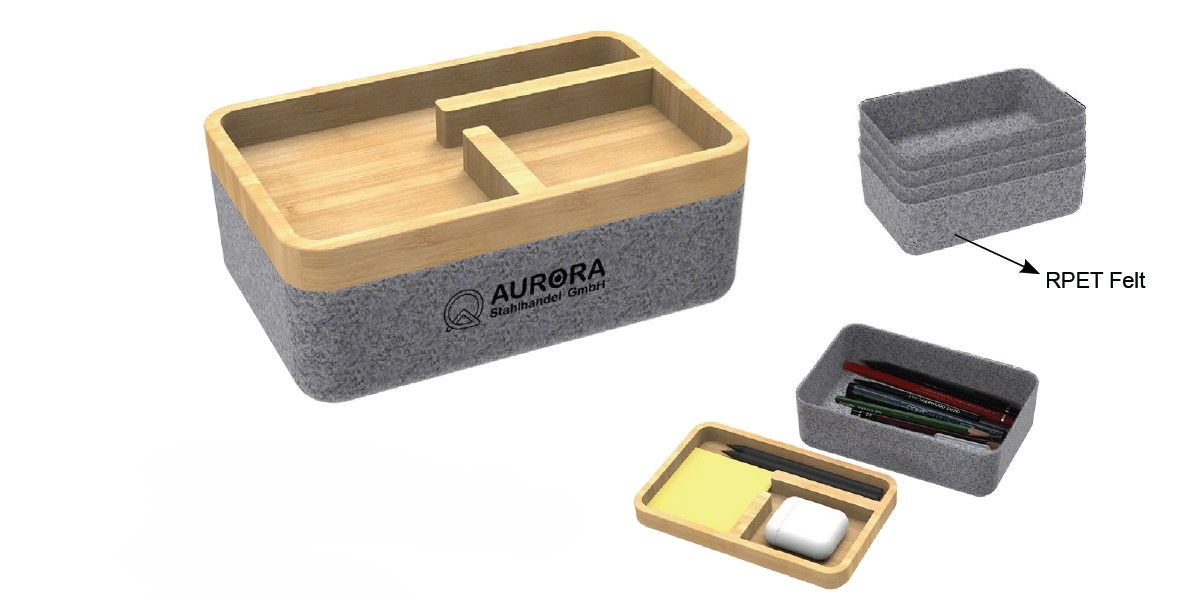 BAMBOO LIDS RPET FELT STORAGE BOX