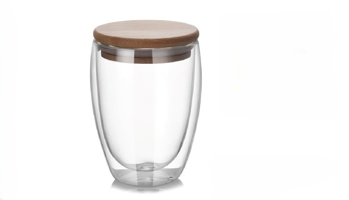 BAMBOO LIDS GLASS MUG